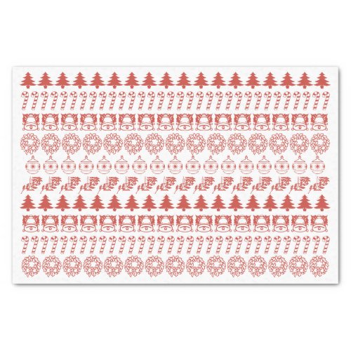 Simple RedWhite Christmas Icons Pattern Tissue Paper