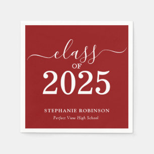 Simple Red White Class of 2025 Graduation  Napkins