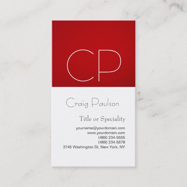 Simple Red White Consultant Business Card (Front)