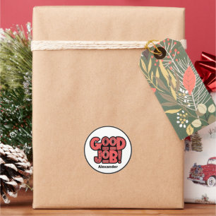 Simple Red White good job star sticker