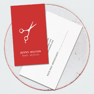 Simple Red White Hair Stylist Appointment Card