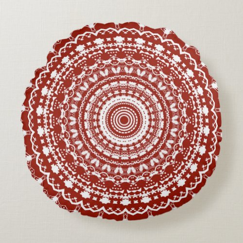 Simple Red White Mandala Throw Pillow Large Clock 