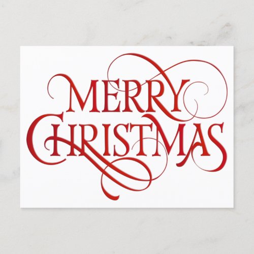Simple Red  White Merry Christmas    Holiday Postcard