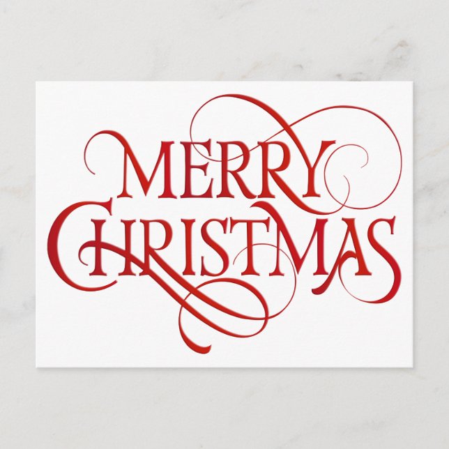 Simple Red & White Merry Christmas    Holiday Postcard (Front)