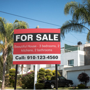 Simple Red White Real Estate For Sale Template  Sign
