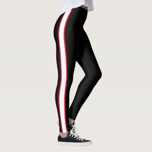 Simple RedWhite Stripe Leggings