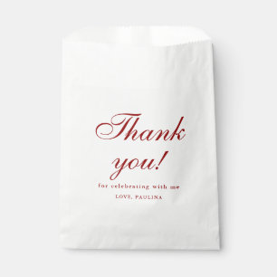 Simple Red White Thank You Script Favor Bag
