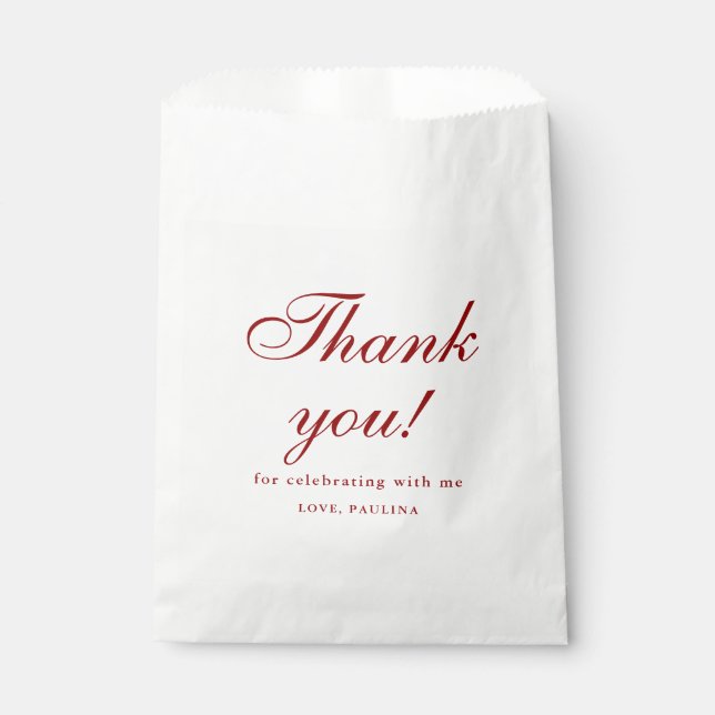 Simple Red White Thank You Script Favor Bag (Front)