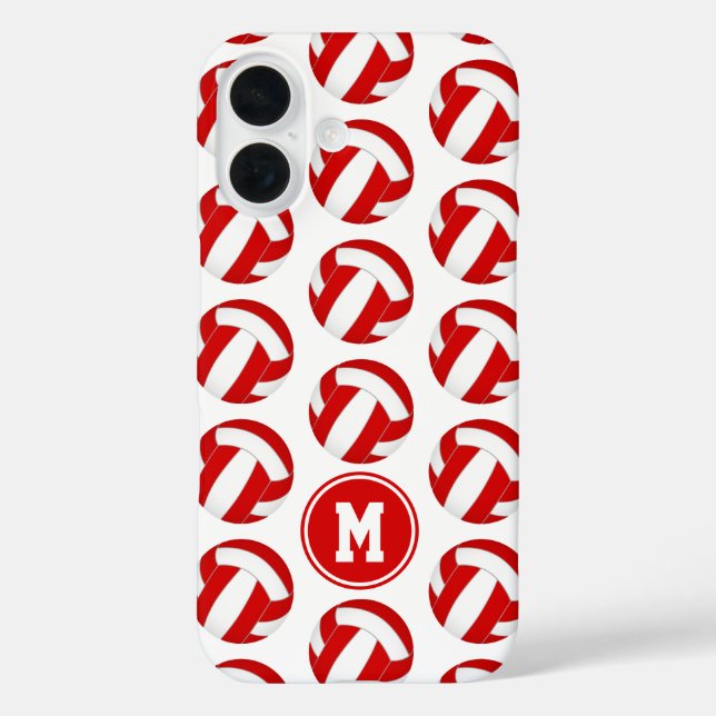 simple red white volleyballs pattern monogrammed Case-Mate iPhone case (Back)
