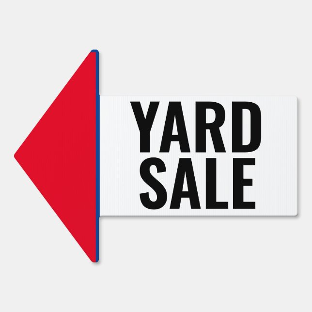Simple Red & White YARD SALE Arrow Sign (Front)