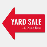 Simple Red & White Yard Sale Directional Arrow