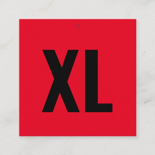 Simple Red XL Clothing Size Square Display Tag
