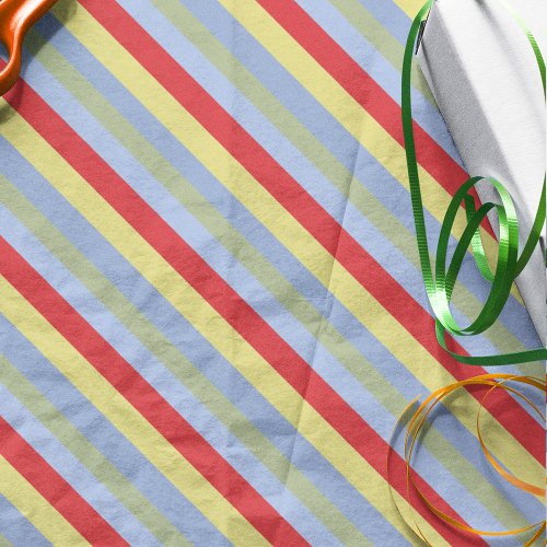 Simple Red Yellow and Blue Striped  Tissue Paper