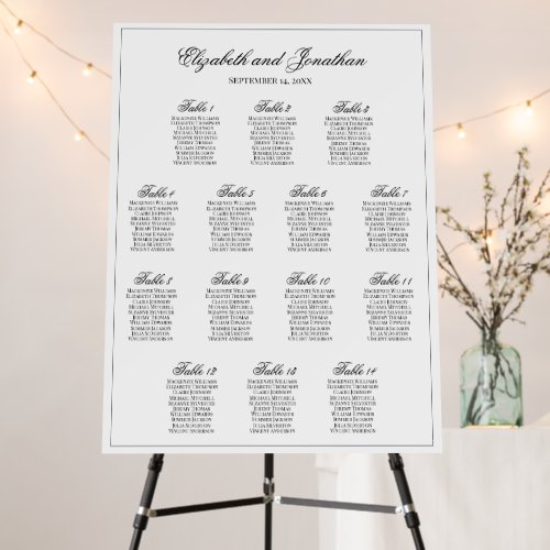 Simple Refined 14 Table Wedding Seating Chart Foam Board