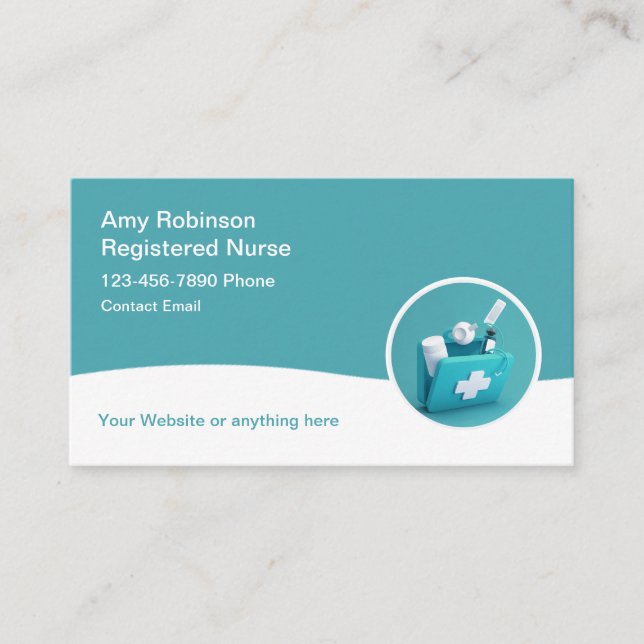 Simple Registered Nurse Medical Business Cards (Front)