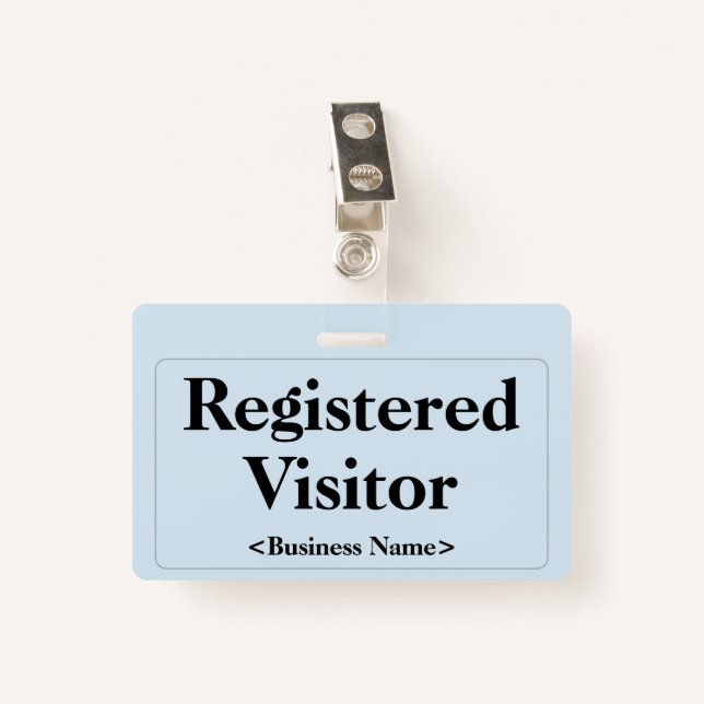 Simple "Registered Visitor" Badge (Front with Clip)