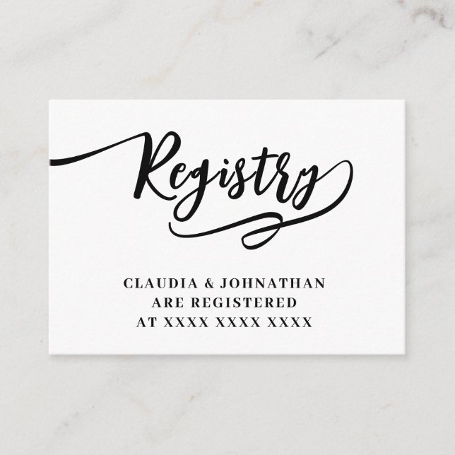 Simple Registry Bridal Shower   Enclosure Card (Front)