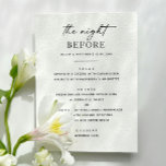 Simple Rehearsal Dinner. Night Before Clean Modern Menu<br><div class="desc">Planning “The Night Before” your big day? This simple black and white rehearsal dinner menu offers a clean, modern layout with full customization for your meal and event details. Ideal for couples who want a minimalist, stylish look without distractions. Perfect for restaurant dinners, backyard gatherings, or intimate pre wedding events....</div>