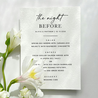 Simple Rehearsal Dinner. Night Before Clean Modern Menu