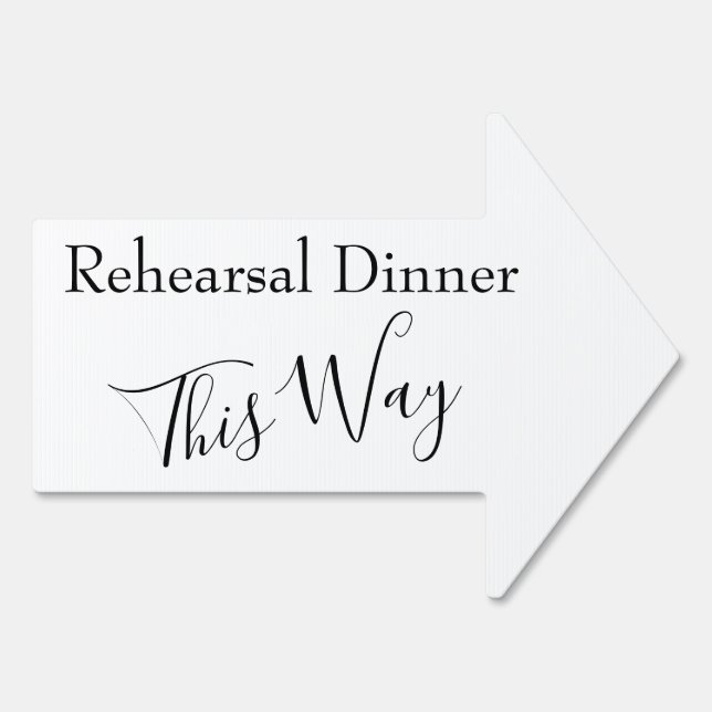 Simple Rehearsal Dinner This Way Simple Arrow Sign (Back)