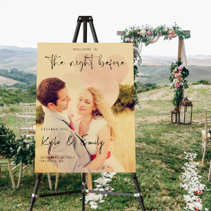 Simple Rehearsal Dinner Welcome Sign with Photo