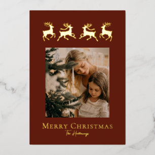 Simple Reindeer Gold Foil Holiday Card