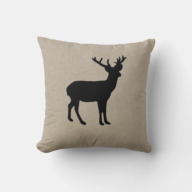 Simple Reindeer | Rustic Holiday Decor Pillow (Front)