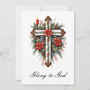 Simple Religion Christian Cross Christmas Jesus Holiday Card