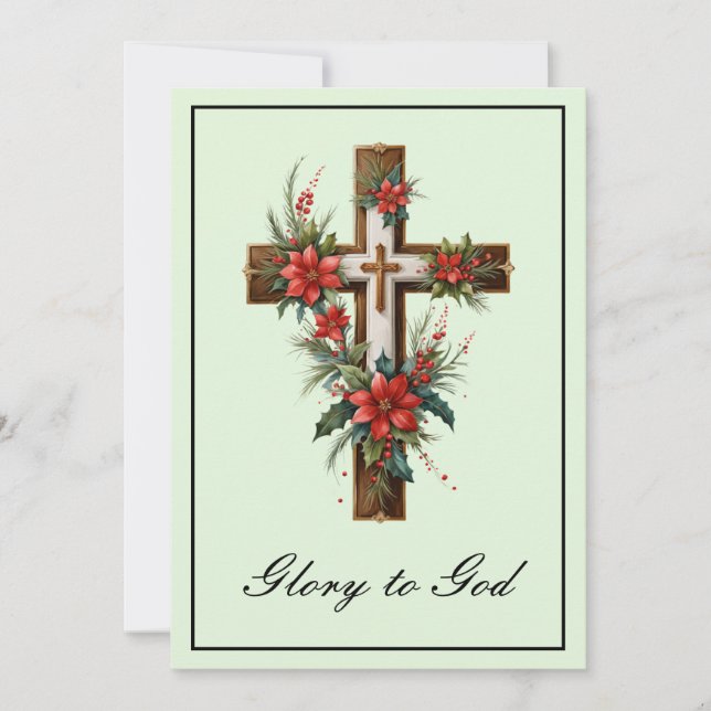 Simple Religion Christian Cross Christmas Jesus Holiday Card (Front)