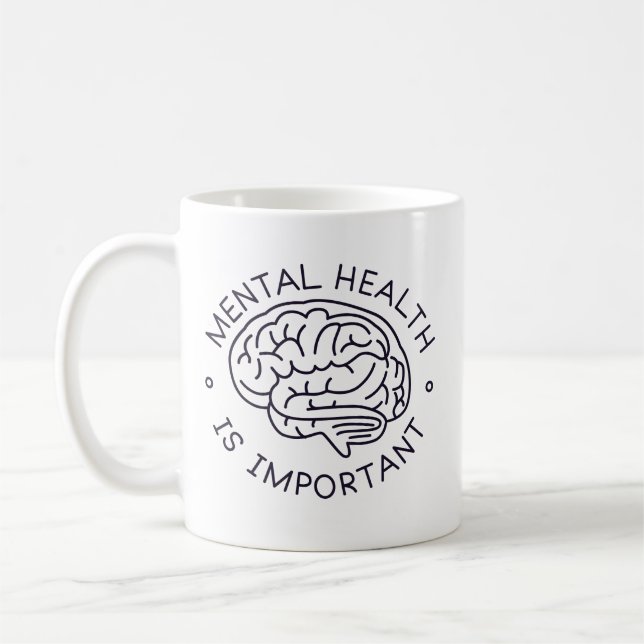 Simple Reminder Mental Health Brain Minimalist  Coffee Mug (Left)
