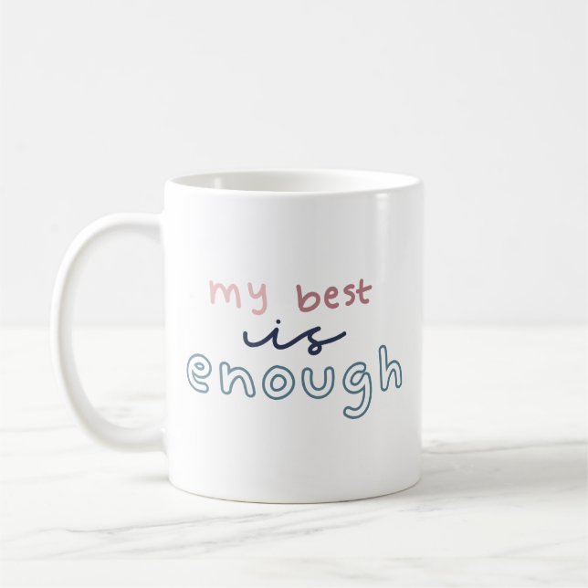 Simple Reminder Playful Message Pink Navy Teal Coffee Mug (Left)