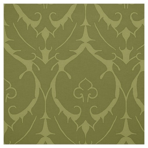 Simple Renaissance Damask, Bright Olive Green Fabric