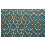 Simple Renaissance Damask, Dark Blue on Tawny Fabric