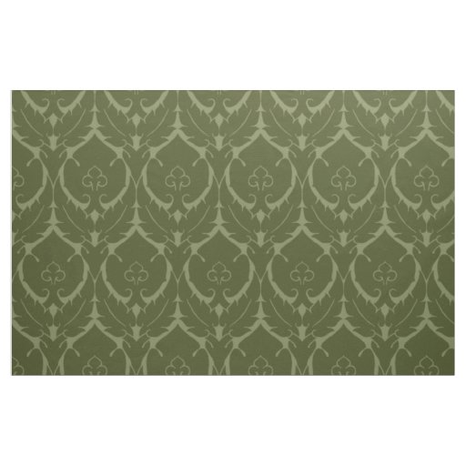 Simple Renaissance Damask, Olive Green Fabric