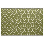 Simple Renaissance Damask, Olive Green on Ivory Fabric
