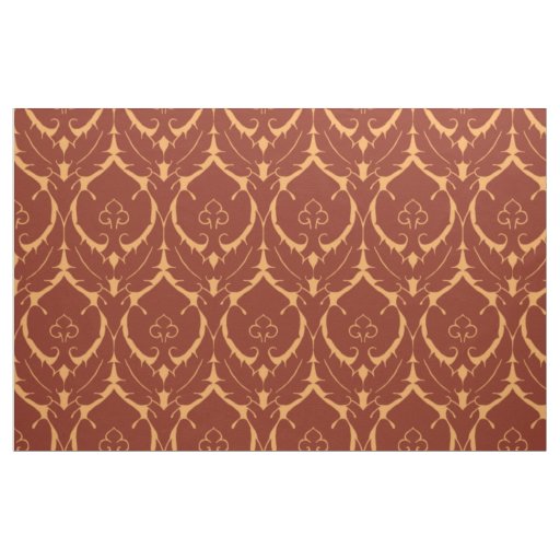 Simple Renaissance Damask, Red on Tawny Fabric