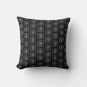 Simple Repeating Logo Black Grey Gradient Throw  Pillow