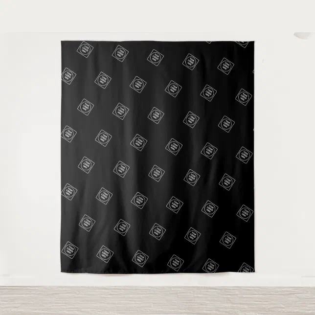 Logo Repeat Pattern Design Simple Repeating Logo Pattern Black Wall Branding Tapestry | Zazzle