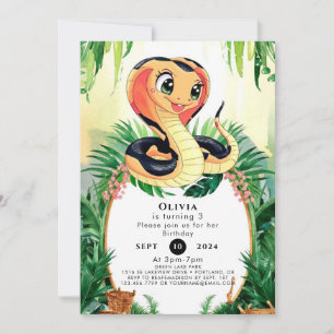 Simple Reptiles Snake Birthday Invitation