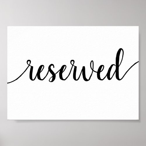 Simple Reserved  Black Script Any Event Table Poster