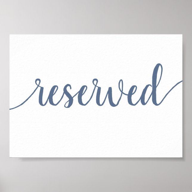 Simple Reserved | Dusty Blue Any Event Table Poster (Front)