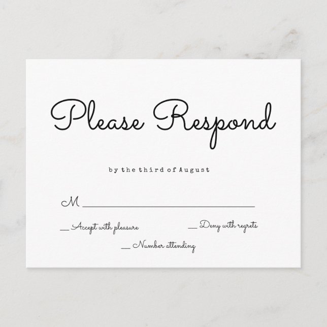 Simple response wedding rsvp postcards (Front)