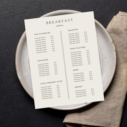 Simple Restaurant Bar Flat Menu