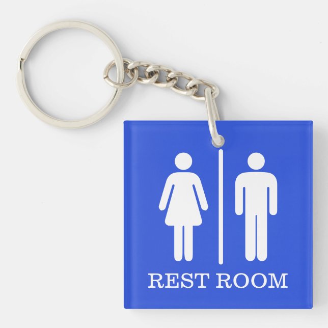 Simple Restroom Keys for hospitality or office Keychain (Front)