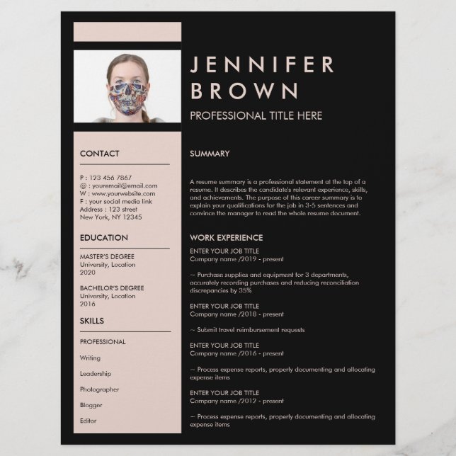 simple resume cv with photography (Front)