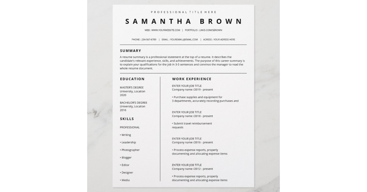 Simple Resume Template Modern Cv Zazzle Com Simple Resume Template Modern Cv Zazzle Com