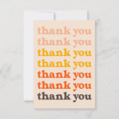 Simple Retro 70s Typography Peach and Orange Thank You Card (Front)