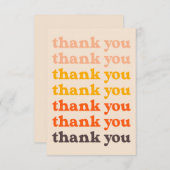 Simple Retro 70s Typography Peach and Orange Thank You Card (Front/Back)