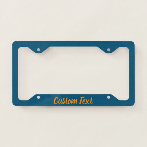 Simple Retro Blue and Orange Script Text Template License Plate Frame