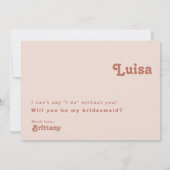 Simple Retro Blush Photo Bridesmaid Proposal Card (Back)